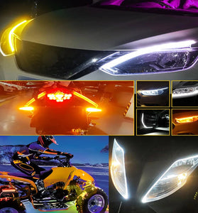 2pcs 12V 60cm Car LED thin Light Bar Dual-Color DRL Flowing Turn Signal Light Strips LED Car Daytime Running Light Flexible Headlights Brake Strip Lights Turn Signal