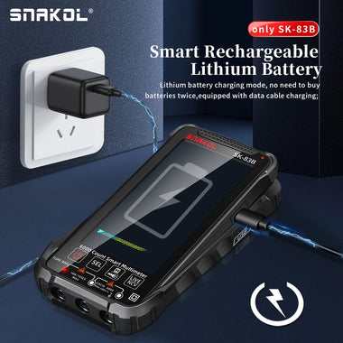 SK-83A/B Smart Multimeter 600V 10A 6000 Counts Auto Range NCV Backlit LCD Rechargeable Battery Capacitance Temperature Measurement