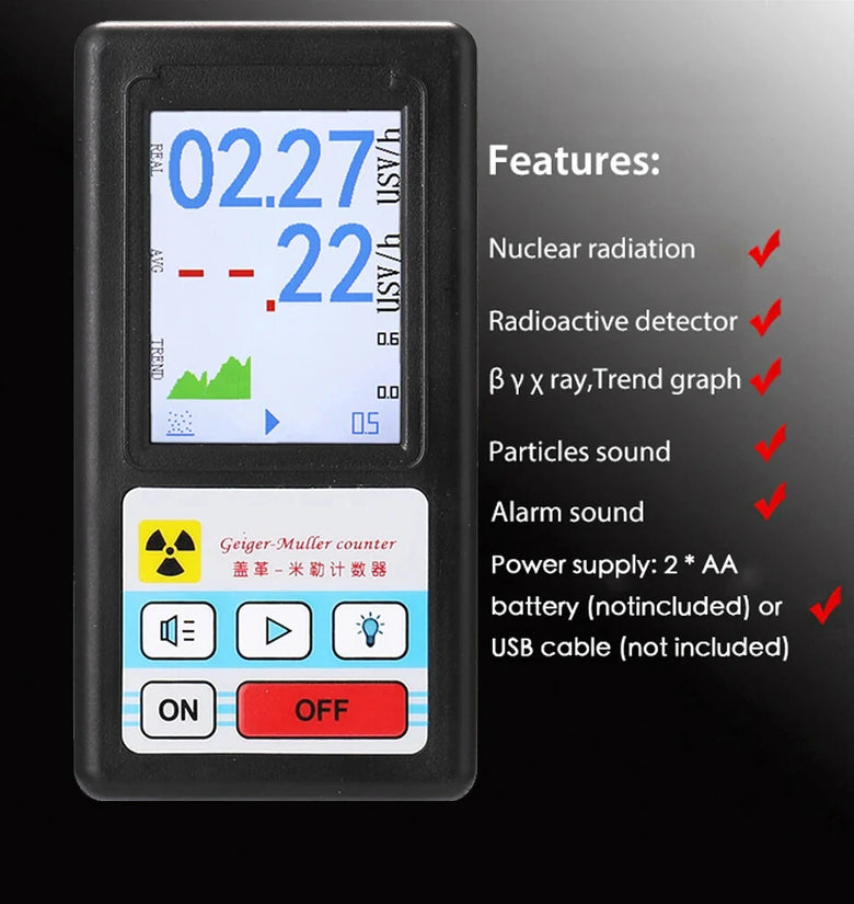 BR-6 Geiger Counter Nuclear Radiation Tester Personal Dosimeter Beta Gamma X-ray Tester Real-Time Data Alerts Portable Tester