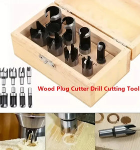 8 Pcs Carbon Steel Wood Plug Cutter Set Woodworking Drill Bits Round Shank Straight and Tapered Taper Cutting Tool