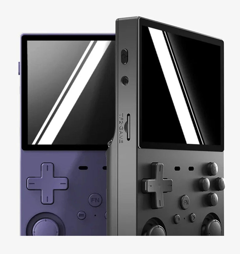 L35 128G Open Source Handheld Gaming Console 3.5-inch IPS Screen RK3326 Quad-core Built-in 20000+ Games Dual 360 Joysticks Video Game Player 3000mAh Rechargeable Built-in Speaker Support 3.5mm Stereo Earphone