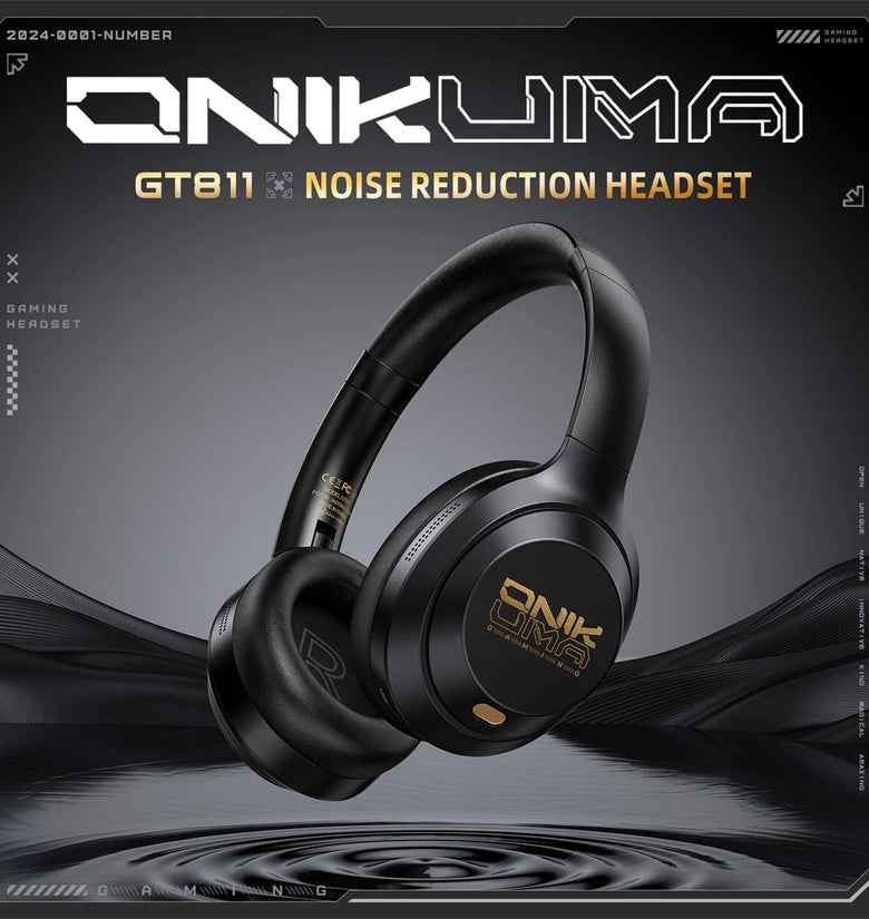 ONIKUMA GT811 bluetooth 5.4 Gaming Headset Dual Noise Reduction Headphone ANC ENC Noise Cancelling 40mm Horn 55H Playback 60ms Low Game Delay Support 3.5mm Wired Connection On-ear E-sports Headphones