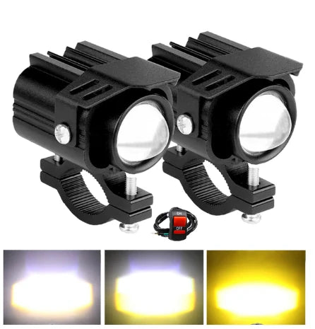 2PCS 9-32V Headlight Fog Flash Light Spotlight LED Light Yellow White For Car Motorcycle