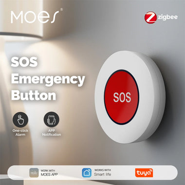 MOES Tuya Zigbee3.0 SOS Button Emergency Alarm Smart Wireless Remote Control APP Alert Home Automation Security