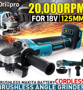 Drillpro Electric Brushless Cordless Angle Grinder M10 125mm Cut for Mak 18V Battery