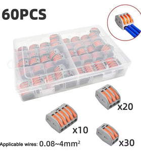 60PCS Electrical Wire Connector Boxed Quick Wiring Connector Electric Cable Terminal Block PCT-212 213 215 Push-in Terminal Blocks