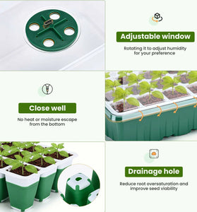 5 Packs Seed Starter Tray Kit with Enhanced Humidity Control System Reusable Silicone Trays 60 Dynamic Growth Cells 4 Spectrum Lights Effective Drainage Holes for Optimal Plant Growth
