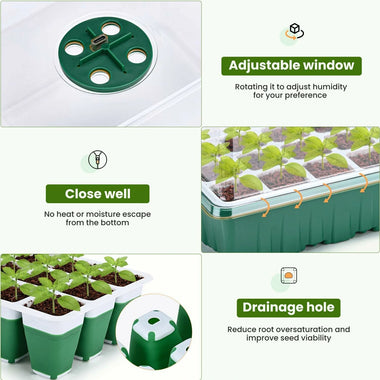 5 Packs Seed Starter Tray Kit with Enhanced Humidity Control System Reusable Silicone Trays 60 Dynamic Growth Cells 4 Spectrum Lights Effective Drainage Holes for Optimal Plant Growth
