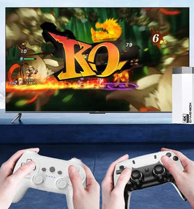 [128G] H10 TV Game Stick with Dual Wireless Gamepads 4K HD 40000 Games Support HD Output Aluminum Alloy Double Handles Retro Game Console