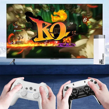 [128G] H10 TV Game Stick with Dual Wireless Gamepads 4K HD 40000 Games Support HD Output Aluminum Alloy Double Handles Retro Game Console