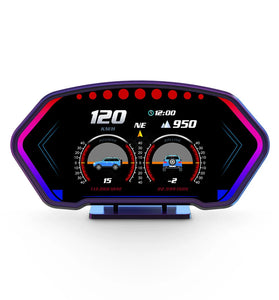 6-inch LCD Screen P3 Car Head Up Display 36 Function OBD+GPS Dual System HUD Slope Meter Accelerometer Breathing Ambient Light