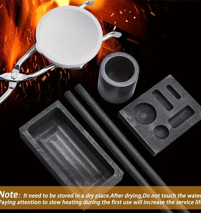 High Purity Graphite Crucible Kit 7-Piece Metal Casting Molds Set for Gold Silver Copper Melting Non-Stick Ingot Mold Metalworking Accessories