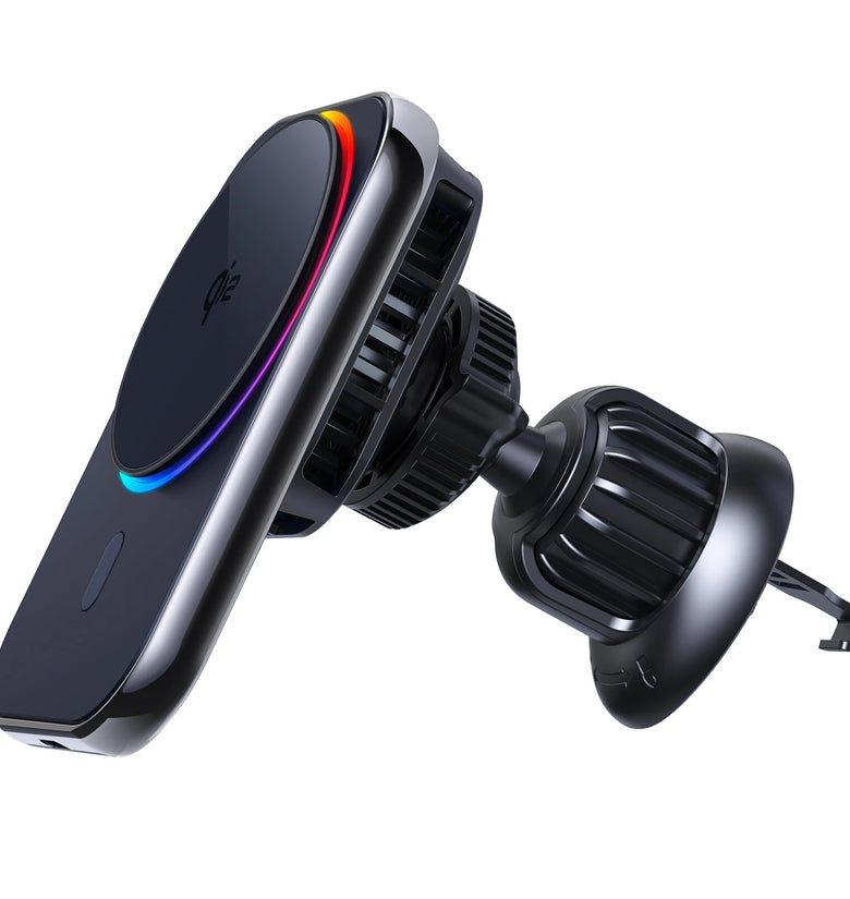 Bakeey Qi2 Magnetic Wireless Car Charger LED Light Holder Mount Magnet Fast Charging Station for iPhone16 15 14 13 12 Pro