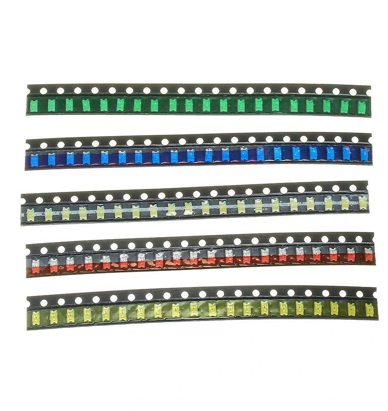 100Pcs 5 Colors 20 Each 1206 LED Diode Assortment SMD LED Diode Kit Green/RED/White/Blue/Yellow