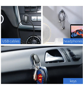 Baseus 4Pcs Car Hooks Organizer Storage Hanger for USB Cable Headphone Key Storage Car Adhesive Hook Hanger