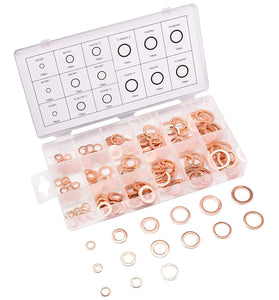 150PCS 15 Sizes Copper Metric Sealing Washers Assortment Set Flat Ring Sump Plug Oil Seal Gasket Sealing Washers Crush Washer Assortment M5/6/7/8/10/10.5/11/12/12.5/14/15/16/16.5/17.5