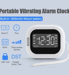 TS-BC700 Portable Vibrating Alarm Clock with 2.75 Inch Screen Multifunction Rechargeable 1800mAh Battery for Deaf / Elderly / Heavy Sleepers