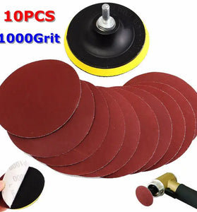 10pcs 4 Inch 1000 Grit Sandpaper with Backer Pad and Drill Adapter