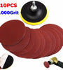 10pcs 4 Inch 1000 Grit Sandpaper with Backer Pad and Drill Adapter