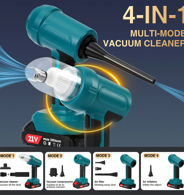33000RPM Cordless Brushed Motor Vacuum Cleaner 250W High Suction Power Lightweight Design 21V Rechargeable Dry Cleaning Compact Dust Remover Portable Handheld Vacuum