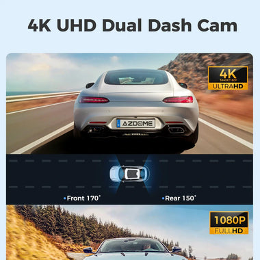 AZDOME GS63H Pro 2CH Dash Cam 4K with Super Night Vision 24H Parking Mode With 64G Memory Card Dual Dash Cam  4K+1080P Front Rear Cameras