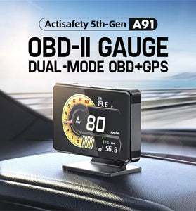 ActiSafety A91 Car Meter HUD Voltage Speed RPM Turbo Oil Temp Gauge Headup Display for Car Electronicos Hud Display