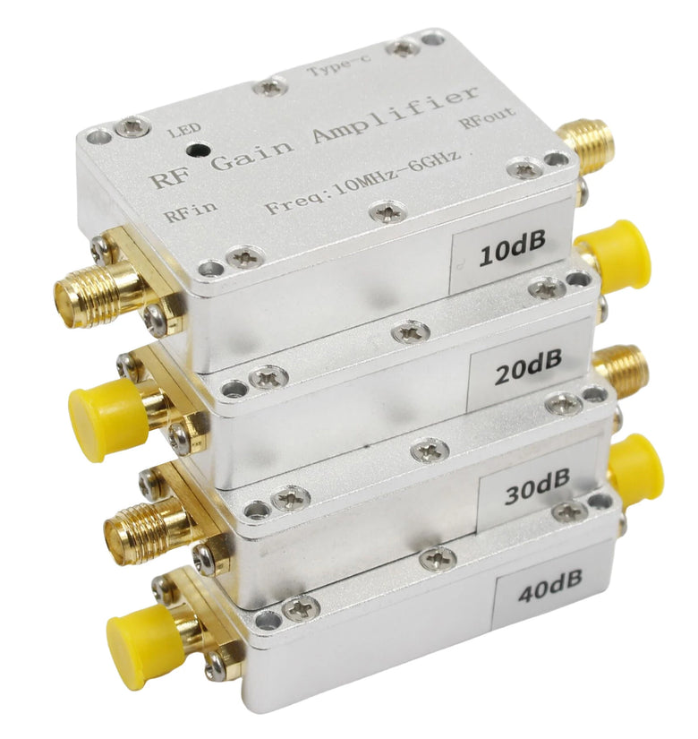 LNA High Flatness Receiver Amplifier 10dB 20dB 30dB 40dB Gain 10MHz-6GHz Low Noise GPS FM Radio SMA Interface Type-C Power