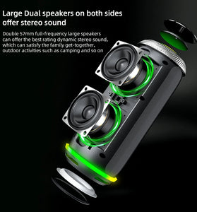 EBS-616 Portable bluetooth Speaker Dual 57mm Full-frequency Speakers RGB Light TWS 2000mAh TF Card Playback Outdoor Wireless Speakers with Lanyard