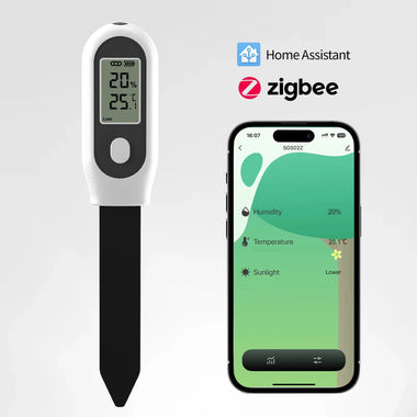 Tuya Zigbe Soil Moisture Sensor 3 in 1 Humidity Temperature Sunlight Meter Screen/APP Control for Plants Pots Garden