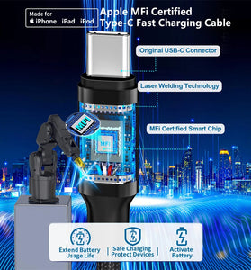 67W 3-Port USB PD Car Charger Adapter USB-A+2USB-C PD3.0/2.0 QC4.0+/03.0/2.0 Support PPS FCP AFC DCP BC1.2 Fast Charging with Blue LED for iPhone 16 16 Pro 15 14 13 Pro Max for Huawei Pura X for Xiaomi 15pro for Samsung Galaxy S25 Ultra