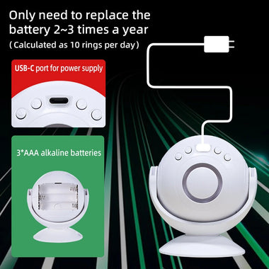 Smart Home Indoor Infrared Anti-theft Alarm 112dB Sound Light Alarming 4 Volume Levels 12M Long Induction Distance Doorbell Function Wireless IR Detector Human Body Sensor