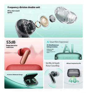 Realme Buds Air 7 Pro TWS bluetooth 5.4 Earbuds Wireless ANC Earphone Hi-Res LHDC5.0 Audio 53dB Noise Cancelling 6-Mic AI Call Noise Reduction 3D Surround Sound 48H Playback Low Delay AI Simultaneous Interpretation In-ear Sports Headphones