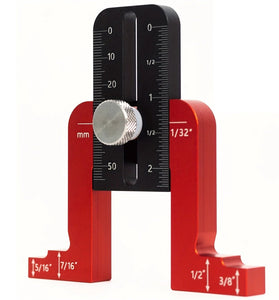 Aluminum Alloy Height Gauge Precision Measuring Tool Adjustable Depth Gauge for Table Saw Drill Press and Woodworking with Dual Metric and Imperial Scales Laser Etched Clear Markings