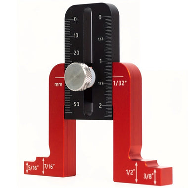 Aluminum Alloy Height Gauge Precision Measuring Tool Adjustable Depth Gauge for Table Saw Drill Press and Woodworking with Dual Metric and Imperial Scales Laser Etched Clear Markings