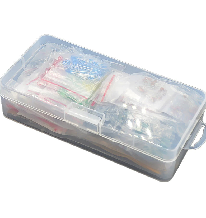 1390PCS 6 Kinds of Electronic Component Packages Resistor Electrolytic Capacitor LED Light-emitting Diode Triode Ceramic Chip Capacitor Package