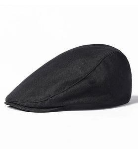 Collrown Cotton Linen Beret Men's Simple Vintage Forward Cap Casual Daily Flat Hats Solid Color Cabbie Driving Cap Outdoor