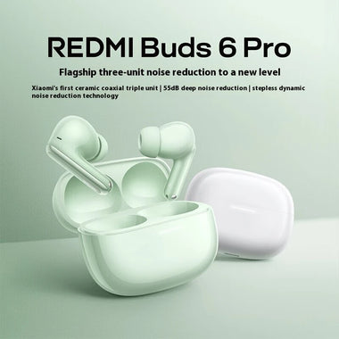 Xiaomi Redmi Buds 6 Pro TWS bluetooth Earbuds Wireless ANC Earphone 55dB Depth Noise Cancelling 3-Mic AI Call Noise Reduction Three Moving Coil 360 Surround Sound HD Audio 36H Playback Low Gaming Latency In-ear Sports Headphones