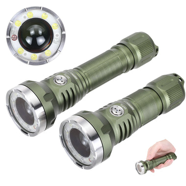 Astrolux WP4 / WP5 1350M Long Distance Throwing LEP Flashlight 3in1 with 1200LM LED Flood Light & Red Blue AUX Light EDC Strong Spotlight Waterproof Search Torch With Type-C Charging 21700 Li-ion Battery