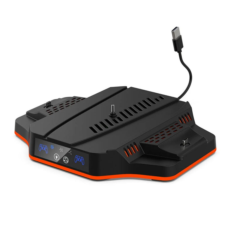 DOBE PS5 Slim Game Console Cooling Base with RGB Colorful Ambient Light Game Controller Charging Station TP5-3583