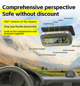 Smart TPMS Car Tire Pressure Alarm Monitor System 4 External Sensors Display Solar Intelligent Tyre Pressure Temperature Warning