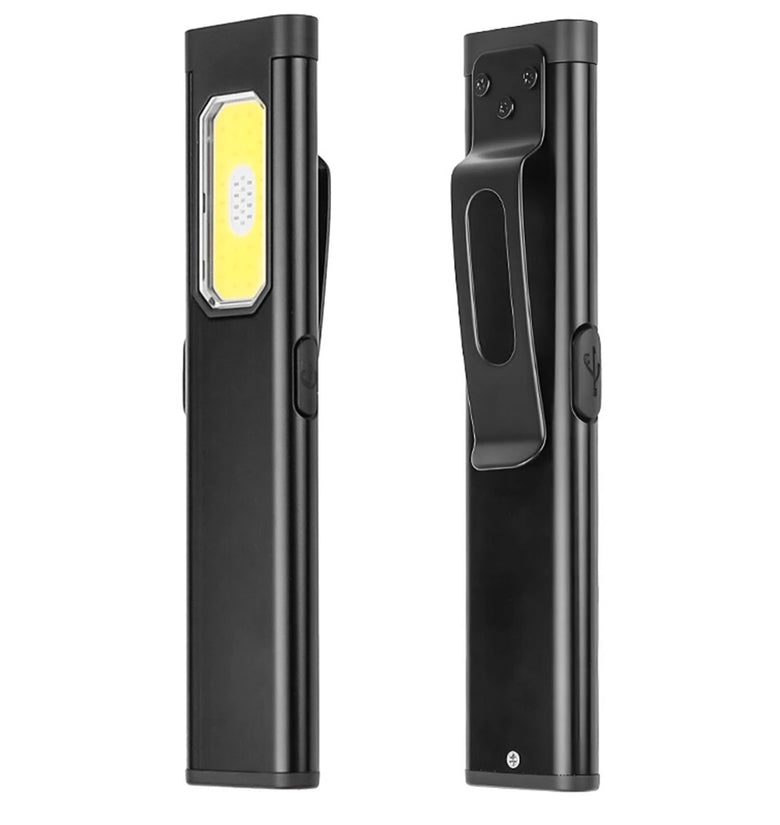 Multi-functional Super Bright LED Mini Flashlight Dual Source USB Rechargeable Work Lamp High Brightness For Camping Hiking Magnetic Back Clip Light for Work Emergency