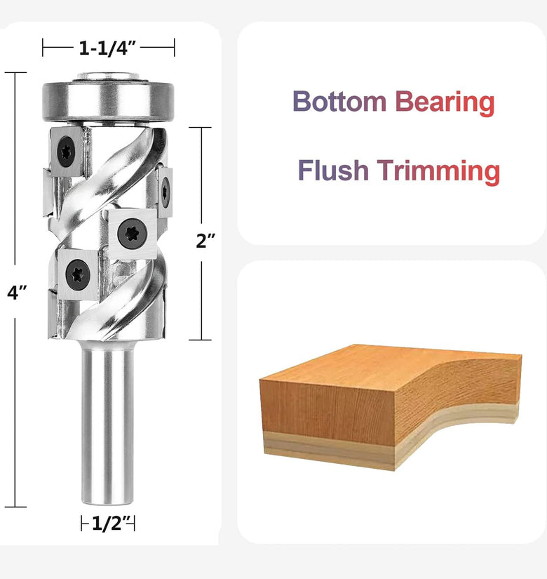 Carbide Insert Flush Trim Router Bit 32mm Dia 1/2