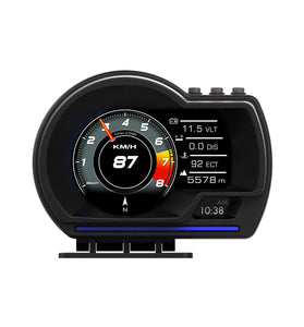 Car Head-Up Display OBD2+GPS Smart Car HUD Gauge Digital Odometer Security Alarm Water Temperature Alarm