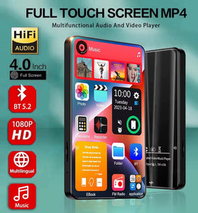 4-inch Touch Screen MP3 Player bluetooth Hi-Fi Sound Built-in 16GB Memory 24H Playback FM Radio Recording Ebook 1000mAh Battery Portable Music Player Lossless Music