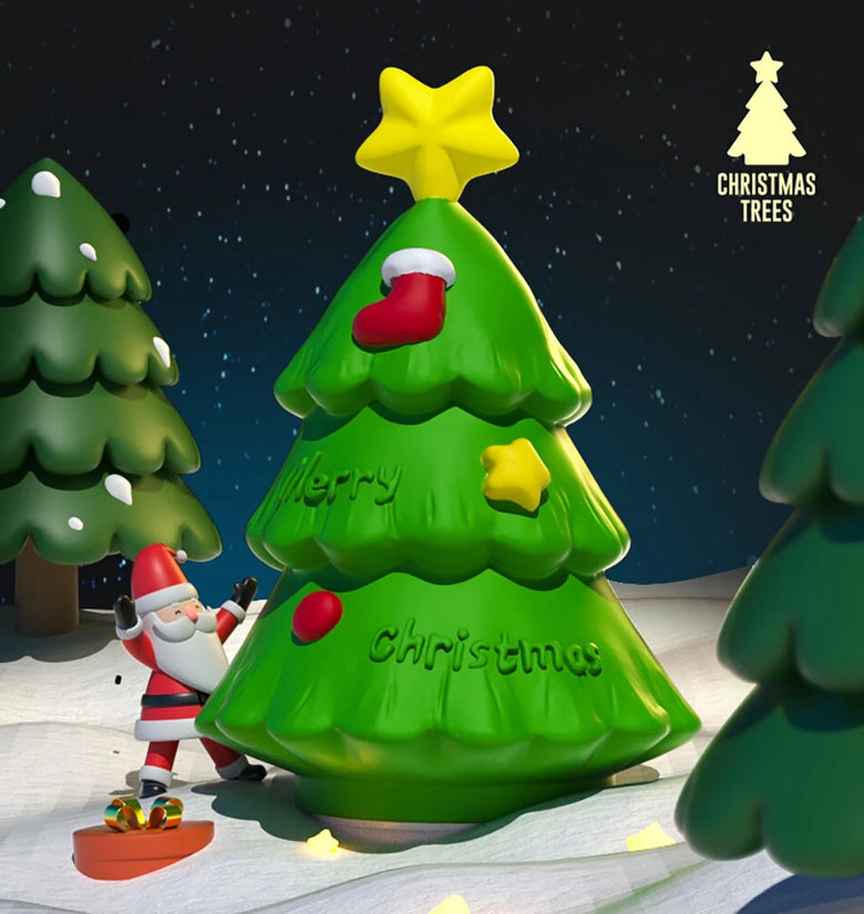 Christmas Tree Style Night Light Holiday Decorations Cute Silicone Lamp Lovely Pat Light Gift for Kids Warm Soft Bedside Home Decoration