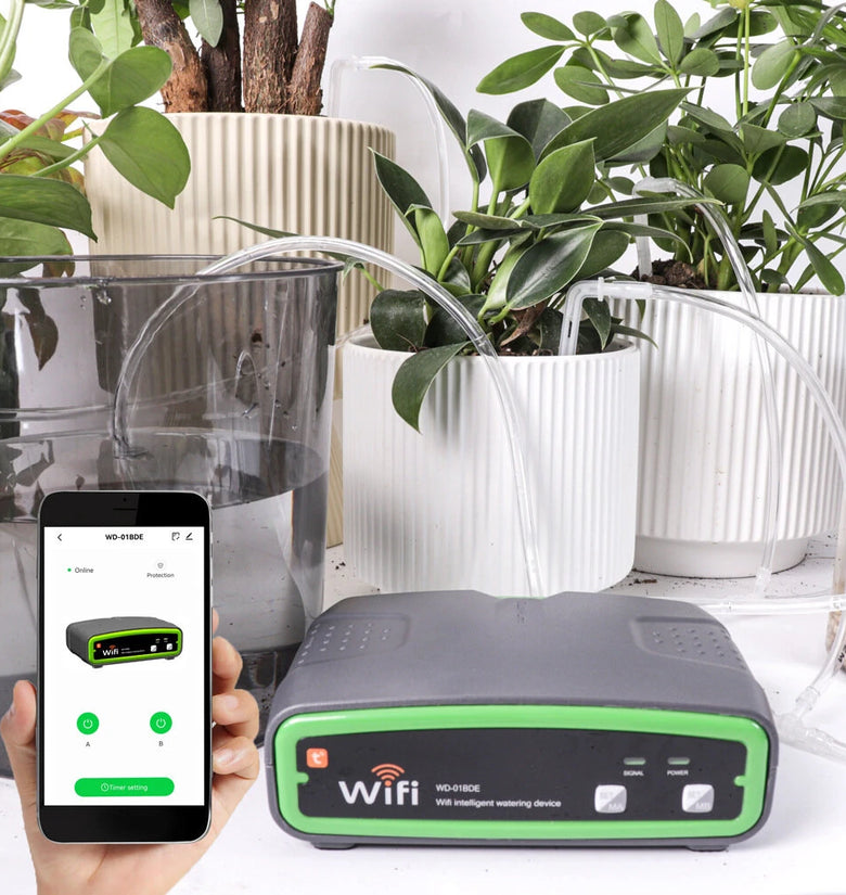 WiFi Smart Double Pump Automatic Watering Device Mobile Phone Remote Control Timing Setting Low Noise Balcony Flower Gardening Potted Watering Irrigation Machine
