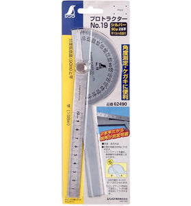 Shinwa Protractor Angle Ruler Silver 3.5 Inch Diameter 1-Degree Scale 2 Rods 6-Inch Length Precision Measurement