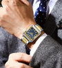 POEDAGAR Luxury Fashion Men's Square Business Quartz Watch Waterproof Luminous Stainless Steel Strap Men Watches