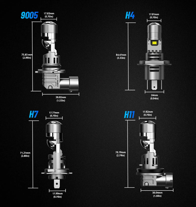 NovSight 2PCS 17000LM 60W LED Car Headlight Bulbs 6500K Bright White IP68 Waterproof Level LED Headlamp