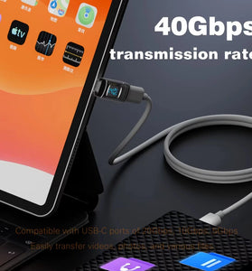 90 Degree USB-C Adapter Right Angle U Shape USB4 Type-C Adapter 40Gbps with LED Display PD 140W 8K Extender for Thunderbolt 3/4